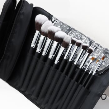 Black makeup bags for 10 pcs professional makeup brush set for personal use