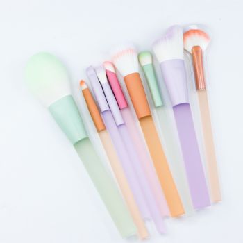 Frosted plastic handle multicolored makeup brush set