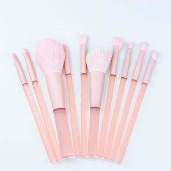 Frosted plastic handle multicolored makeup brush set