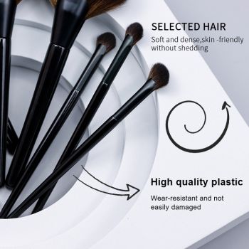 8-piece set brush with bright black wooden handle