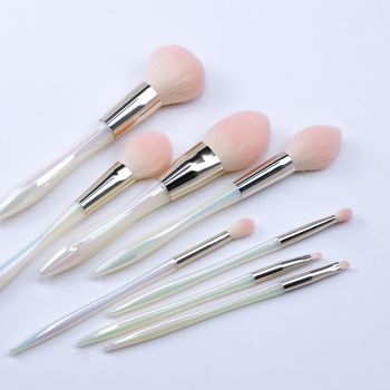 Gradient pink hair with glossy shell and colorful plastic handle series of brush sets