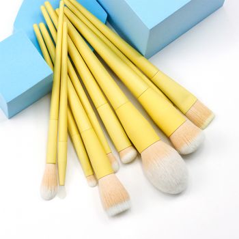 Summer new Lemon yellow wooden handle of 10pcs professional brush set