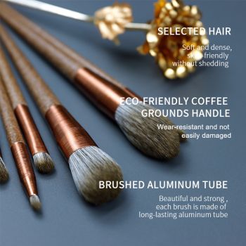 Eco-friendly-Compress coffee grounds handle for 10pcs professional makeup brush