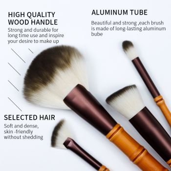 Bamboo handle design with wooden handle material of 7pcs makeup brush set