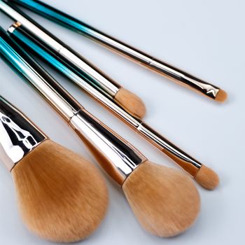 High-end quality travel brush set with gradient color aluminum tubes cosmetic accessories kits