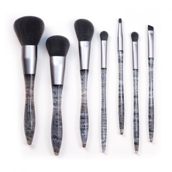 Injection-molded plastic handle in ink-wash painting style makeup brush tool