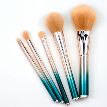 High-end quality travel brush set with gradient color aluminum tubes cosmetic accessories kits