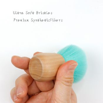Cute and colorful kabuki with soft hair and natural wooden handle material