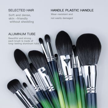 Three-color gradient wooden handle with makeup brush bucket for travel