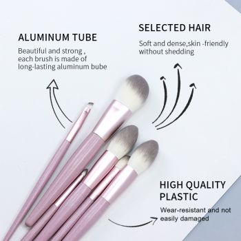 Eco-friendly Wheat straw handle with 2C synthetic hair 8pcs makeup brush set
