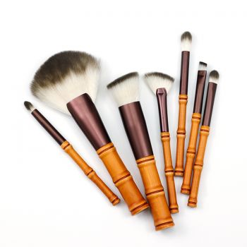 Bamboo handle design with wooden handle material of 7pcs makeup brush set