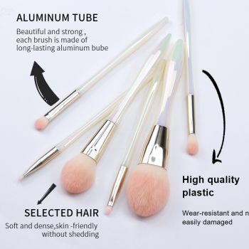 Gradient pink hair with glossy shell and colorful plastic handle series of brush sets