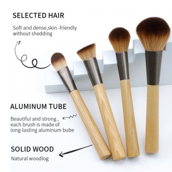 FSC natural and environmentally friendly wooden handle professional makeup brush set 13pcs 