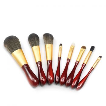 High-end wine-red noble lady travel brush set 8pcs