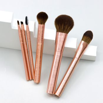 A set of 6 pcs brushed aluminum tube handle makeup brushes