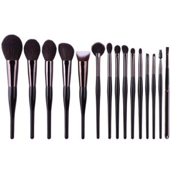 Black handle color of 15pcs professional makeup brush tool for personal use to travel