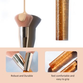 Young element Transparent plastic handle injection molding process with gold powder makeup brush set for gift design