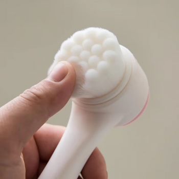 3D Face Cleaning Massage Tool 2 in 1 Facial Vibration Skin Care Brush Double Side Silicone Facial Cleanser Brush