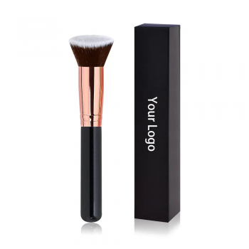Private Label Wood Handle Foundation Brush Kabuki Single Liquid Flat Make up Brush Liquid Foundation