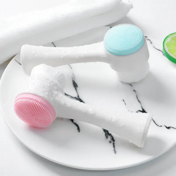 3D Face Cleaning Massage Tool 2 in 1 Facial Vibration Skin Care Brush Double Side Silicone Facial Cleanser Brush