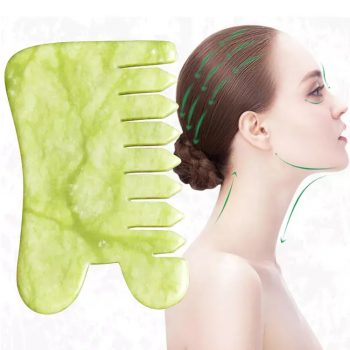 Natural Jade Stone Comb Guasha Gua Sha Board Comb Shape Massage Hand Massager Relaxation Comb Health Care