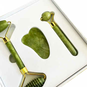 Support Customization 3 in 1 Portable Hand Massage Tool Jade Stone Massage Roller Set with Box Packaging
