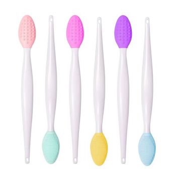 Reusable Exfoliate Lip Brush Soft Nose Cleaning Brush Double Side Silicone Lip Scrub Exfoliator Brushes for Schminke