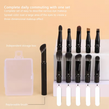 Dual-Ended Blending Blush Angled Stipple Eye Shadow Crease Concealer Brush Set Double-Sided Makeup Eyebrow Pencil