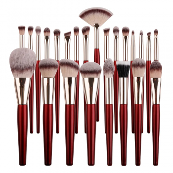 24pcs Professional High Quality Synthetic Nylon Fiber Flat Makeup Brushes Travel-friendly Handles for Face