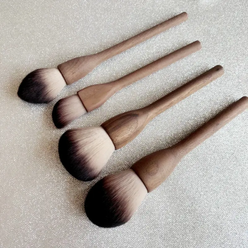 Solid Wood Walnut Large Retro Loose Powder Brush Makeup Brush Set Vegan Wood Handle Custom Cosmetics Brush