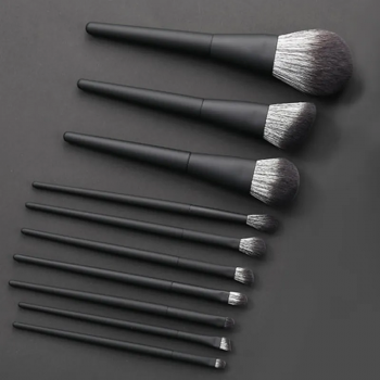 Makeup Brushes Luxury Vegan Cruelty Free 10pcs Black Classic Private Label Logo Makeup Brush Set with Bag High Quality