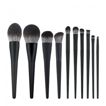 Makeup Brushes Luxury Vegan Cruelty Free 10pcs Black Classic Private Label Logo Makeup Brush Set with Bag High Quality