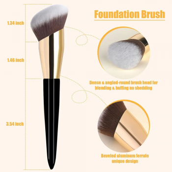 Foundation Brush Soft Dense Synthetic Bristles Angled Blending Buffing Brush for Liquid Cream Contour Bronzer Fou