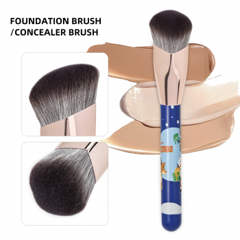Single Diamond Design 3D Printing Angled Makeup Foundation Brush Fluffy Soft Synthetic Plastic Handle Liquid Foundation 