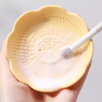 Facial Use Cleaning Pad Flower Shape Makeup Cleaner Bowl Scrubber Silicone Makeup Cleaning Pad Silicone Makeup Cleaner