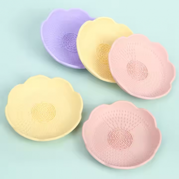 Facial Use Cleaning Pad Flower Shape Makeup Cleaner Bowl Scrubber Silicone Makeup Cleaning Pad Silicone Makeup Cleaner