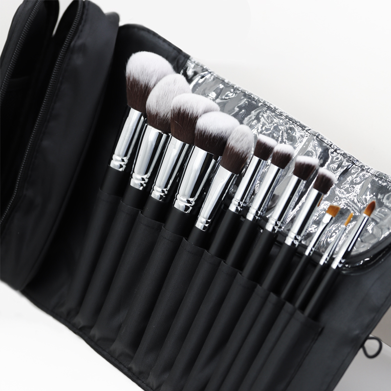 Black makeup bags for 10 pcs professional makeup brush set for personal use