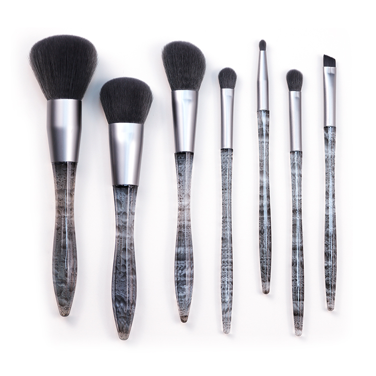 Injection-molded plastic handle in ink-wash painting style makeup brush tool