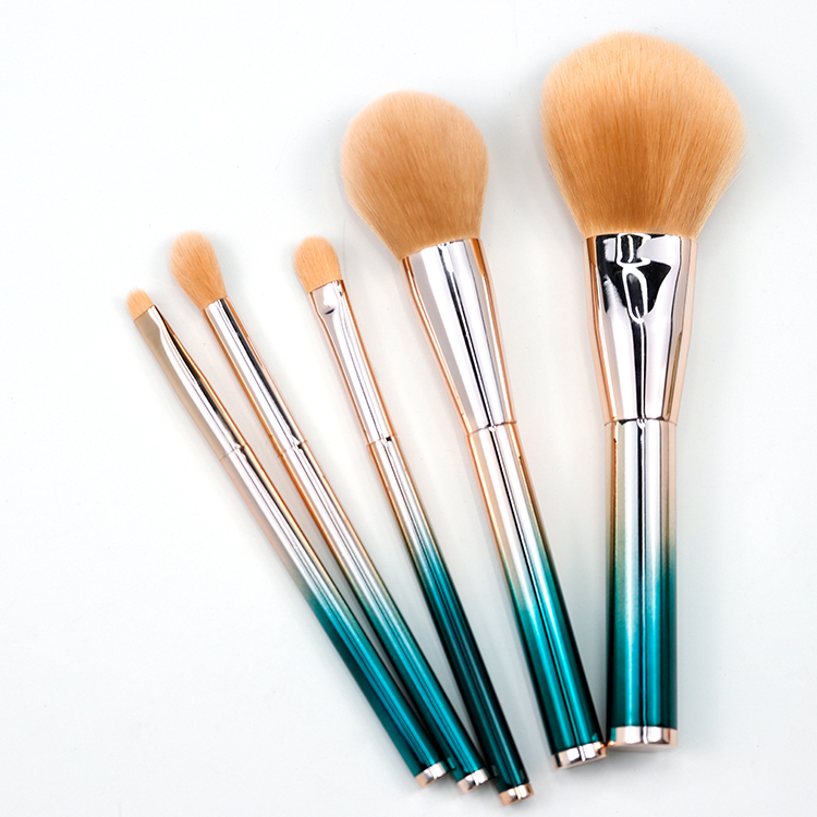 High-end quality travel brush set with gradient color aluminum tubes cosmetic accessories kits