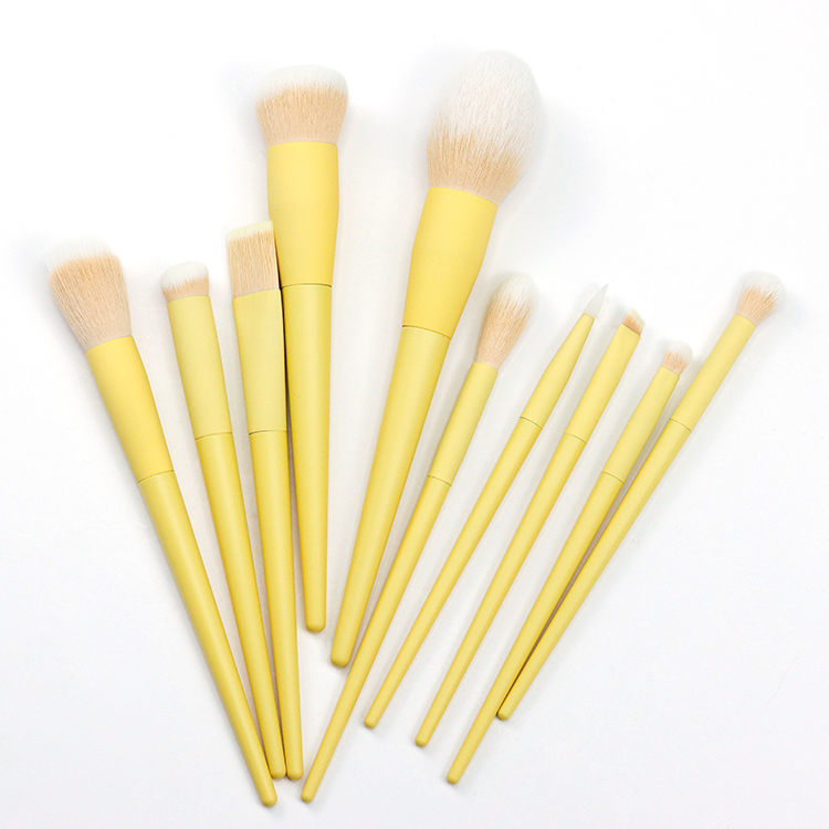 Summer new Lemon yellow wooden handle of 10pcs professional brush set
