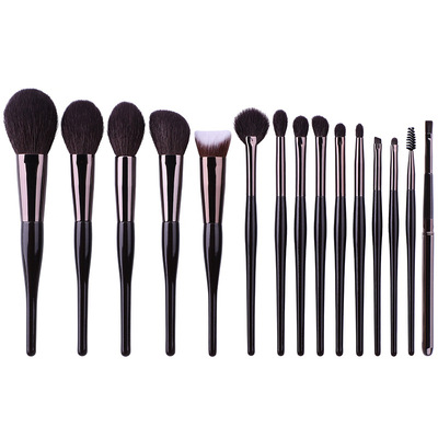 Black handle color of 15pcs professional makeup brush tool for personal use to travel