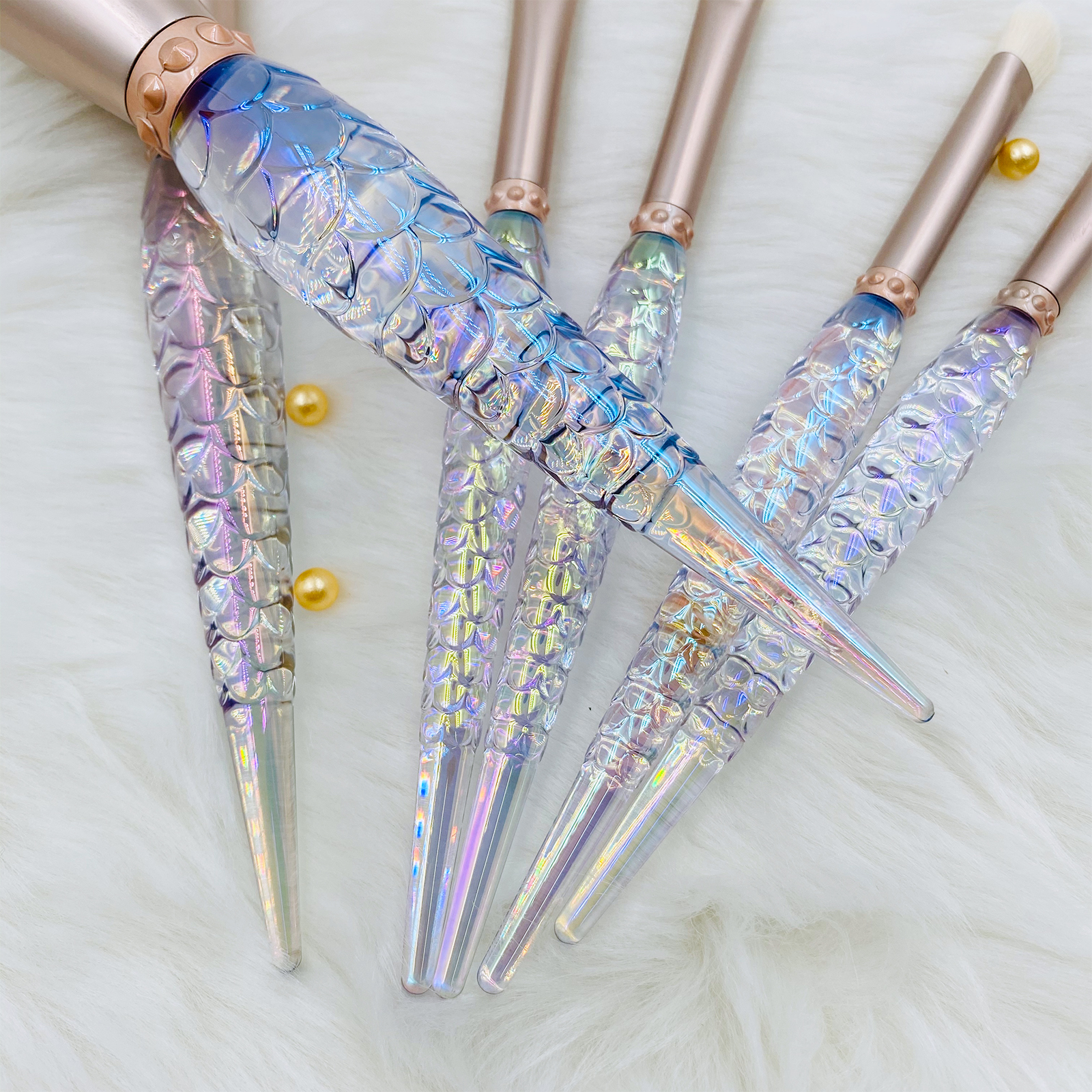Dazzling colors Fish-scale handle design style makeup brush  of 6 pcs in set