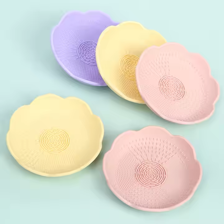 Facial Use Cleaning Pad Flower Shape Makeup Cleaner Bowl Scrubber Silicone Makeup Cleaning Pad Silicone Makeup Cleaner